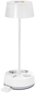Aigostar-LED RGBW Stmívatelná stolní lampa se zásuvkami a USB LED/4,6W/230V bílá