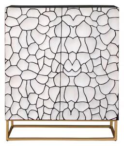 Vysoká komoda VULCANO MOSAIK 120 CM masiv mango - bílá/zlatá Nábytek | Úložné prostory | Komody | Vysoké
