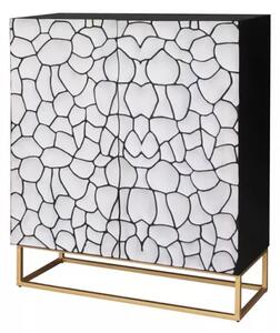 Vysoká komoda VULCANO MOSAIK 120 CM masiv mango - bílá/zlatá Nábytek | Úložné prostory | Komody | Vysoké