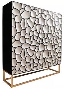 Vysoká komoda VULCANO MOSAIK 120 CM masiv mango - bílá/zlatá Nábytek | Úložné prostory | Komody | Vysoké