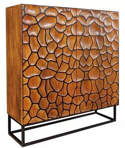 Vysoká komoda VULCANO MOSAIK 120 CM masiv mango - hnědá/černá Nábytek | Úložné prostory | Komody | Vysoké