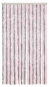 Závěs proti hmyzu stříbrošedý a růžový 100 x 220 cm žinylka