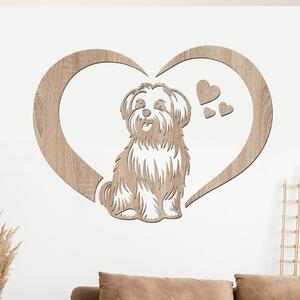 Dřevo života | Dřevěný obraz Maltézského psíka | Rozměry (cm): 40x30 | Barva: Světlý dub