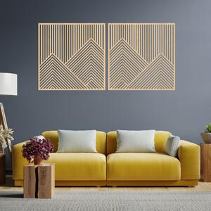 SENTOP | dřevěná nástěnná dekorace – geometrické horské linie (2 ks) | SENTOP HDF0481