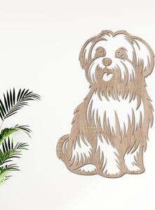 Dřevo života | Dřevěný obraz Maltézského psíka | Rozměry (cm): 26x40 | Barva: Světlý dub