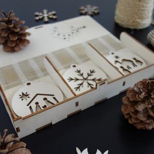 SENTOP | Vánoční ozdoby ze dřeva a plastu, vánoční dekorace dřevěné, dřevěné doplňky PR0099-Christmas deco HEU-