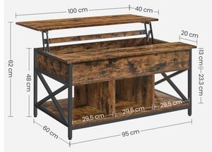 Konferenční stolek se zvedací deskou NYRO 100x60 cm hnědá/černá