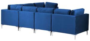 Rohová sedací souprava s taburetkou Eldridge (modrá) (L). 1078798