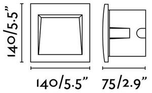 SEDNA SQ 140 zapuštěné svítidlo do zdi, tmavě šedá - FARO