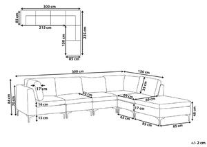 Rohová sedací souprava s taburetkou Eldridge (sametově růžová) (L). 1078796
