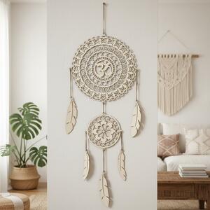 SENTOP | Dřevěný lapač snů OM Mandala - Boho dekorace na zeď I SENTOP PR0001