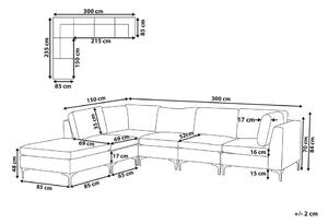 Rohová sedací souprava s taburetkou Eldridge (sametově růžová) (P). 1078802
