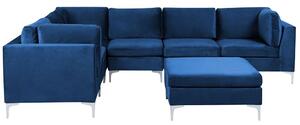 Rohová sedací souprava s taburetkou Eldridge (modrá) (P). 1078804