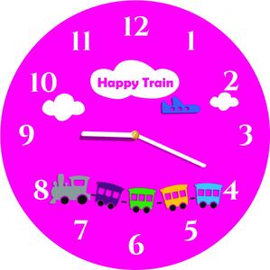 Nástěnné hodiny do dětského pokoje vláček | ROZZE 2301 FL-z97-PINK-RAL4003