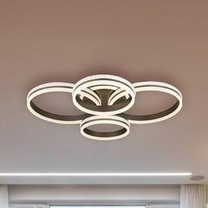 Globo LED stropní svítidlo Grouni, délka 85 cm, titanová barva,, stmívatelný, Hliník / šedá / zinek, Obývací pokoj / jídelna, kov, Moderní