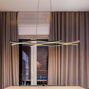 Globo Závěsné světlo LED Geronimo, délka 108 cm, černé/dřevěný vzhled, Černá, Obývací pokoj / jídelna, Hliník, Moderní