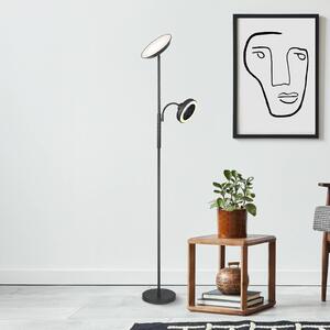 Globo LED stojací lampa Davyd, černá, 178 cm, na čtení, ventilátor, stmívatelný, Černá, Obývací pokoj / jídelna, kov, Moderní, Lampička na čtení