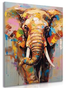 Obraz stylový slon s imitací malby