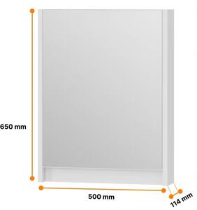 Závěsná koupelnová Skříň se zrcadlem 50, bílý lesklý lak OMEBLE