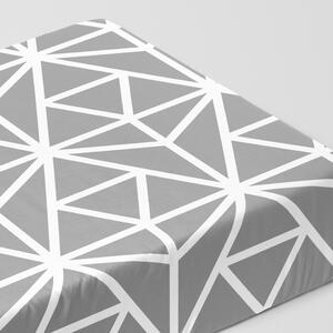 Goldea bavlněné napínací prostěradlo - vzor bílé geometrické tvary na šedém 90 x 200 cm