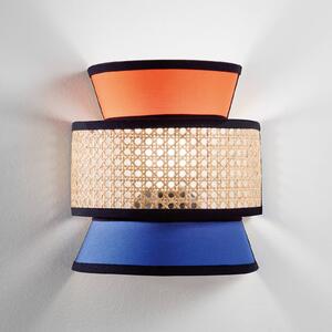 Luce Ambiente Design Nástěnné světlo Gazebo, oranžová/modrá/přírodní, 24 cm, látka/rattan, stmívatelný, Žlutá / oranžová, Obývací pokoj / jídelna, Textil / tkanina / hedvábí
