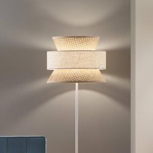 Luce Ambiente Design Stojací lampa Gazebo, přírodní/béžová, výška 147 cm, ratan/látka, Krémová / jantar, Obývací pokoj / jídelna, Dřevo