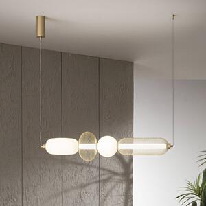 Luce Ambiente Design Závěsné světlo LED INKAS, výška 90 cm, zlatá barva, sklo/kov,, Mosaz / zlato, Obývací pokoj / jídelna, Sklo