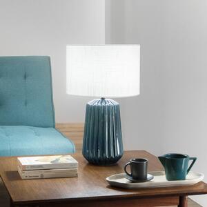 Luce Ambiente Design Stolní lampa Kiowa, výška 46 cm, modrá/bílá, keramika/látka, Modrá, Obývací pokoj / jídelna, Keramika