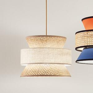 Luce Ambiente Design Závěsné světlo Gazebo, přírodní/béžová, Ø 40 cm, ratan/látka, stmívatelný, Krémová / jantar, Obývací pokoj / jídelna, Dřevo
