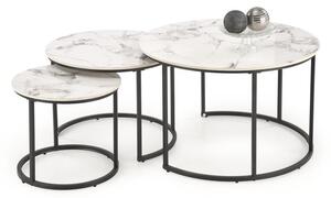 SADA 3x Konferenční stolek COMORO 80/60/45 cm bílá/černá
