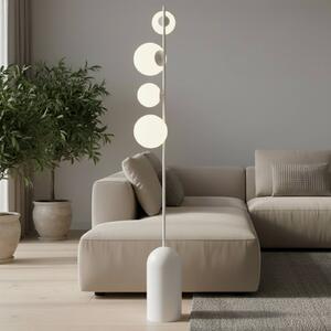 EMIBIG LIGHTING Stojací lampa Etno LP4, bílá, sklo/ocel, výška 140 cm, G9, Bílá / opál, Obývací pokoj / jídelna, Sklo, Moderní