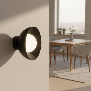 EMIBIG LIGHTING Nástěnné světlo Bibi K1, černé, ocel/sklo, Ø 18 cm, stmívatelný, Černá, Obývací pokoj / jídelna, Sklo, Moderní