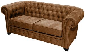 POHOVKA CHESTERFIELD, dřevo, textil, kompozitní dřevo, koňaková Livetastic - Pohovky, Online Only