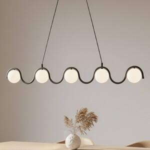 EMIBIG LIGHTING Závěsné světlo Sinus 5, černé/opálové, sklo, délka 110 cm, stmívatelný, Černá, Obývací pokoj / jídelna, Sklo, Moderní