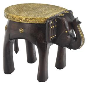 Stolička ve tvaru slona zdobená mosazným kováním, 20x26x21cm