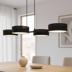 EMIBIG LIGHTING Závěsné světlo Drumz 4, černé, látka/ocel, délka 80 cm, E14, stmívatelný, Černá, Obývací pokoj / jídelna, kov, Moderní