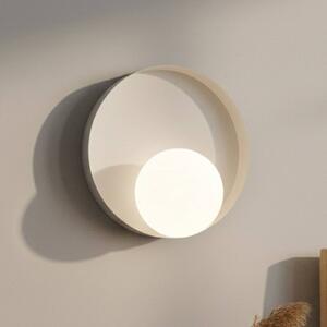 EMIBIG LIGHTING Nástěnné světlo Kido K1, béžové, ocel/sklo, Ø 20 cm, stmívatelný, Krémová / jantar, Obývací pokoj / jídelna, Sklo, Moderní