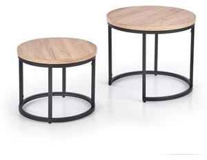 SADA 2x Konferenční stolek JENO 53/43 cm dub/černá