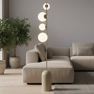EMIBIG LIGHTING Stojací lampa Etno LP4, béžová, sklo/ocel, výška 140 cm, G9, Krémová / jantar, Obývací pokoj / jídelna, Sklo, Moderní