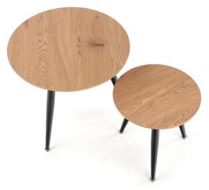 SADA 2x Konferenční stolek ZENYA 60/40 cm dub/černá