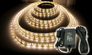 ECOLIGHT LED pásek - SMD 5050 - 5m - 300/5m - 14,4W/m - teplá bílá + konektor a zdroj