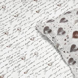 Goldea flanelové ložní povlečení - srdce a zamilované texty 140 x 200 a 70 x 90 cm