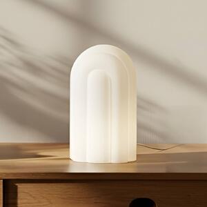 Lucande LED stolní lampa Lunja, bílá, sklo, 30 cm,, stmívatelný, Bílá / opál, Obývací pokoj / jídelna, Sklo, Moderní