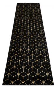 Dywany Luszczow Kusový koberec, Běhoun GLOSS moderni 409C 86 Krychle černý / zlato Rozměr koberce: 60 x 200 cm