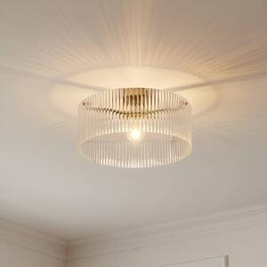 Lucande Stropní světlo Meritt, mosaz/čiré, Ø 40 cm, sklo, stmívatelný, Čirá / transparetní, Obývací pokoj / jídelna, Sklo, Moderní