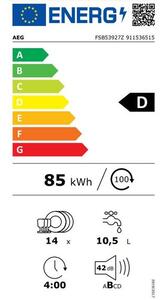 AEG FSB53927Z Vestavná myčka plně integrovaná 60 cm