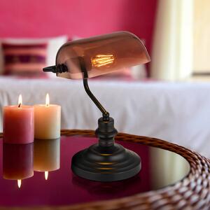 Globo Stolní lampa Antique, měděná/matná černá, výška 37 cm, Černá, Ložnice, Sklo, Industriální design