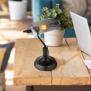 Globo Stolní lampa Antique, kouřová/matná černá, výška 37 cm, Černá, Ložnice, kov, Industriální design