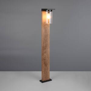 Trio Lighting Osvětlení cesty ARDILA, dřevěný vzhled, výška 100 cm, kov/sklo IP44, stmívatelný, Světlé dřevo, Hliník, Moderní