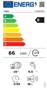 Candy CI6B4S1PSA Vestavná myčka plně integrovaná 60 cm